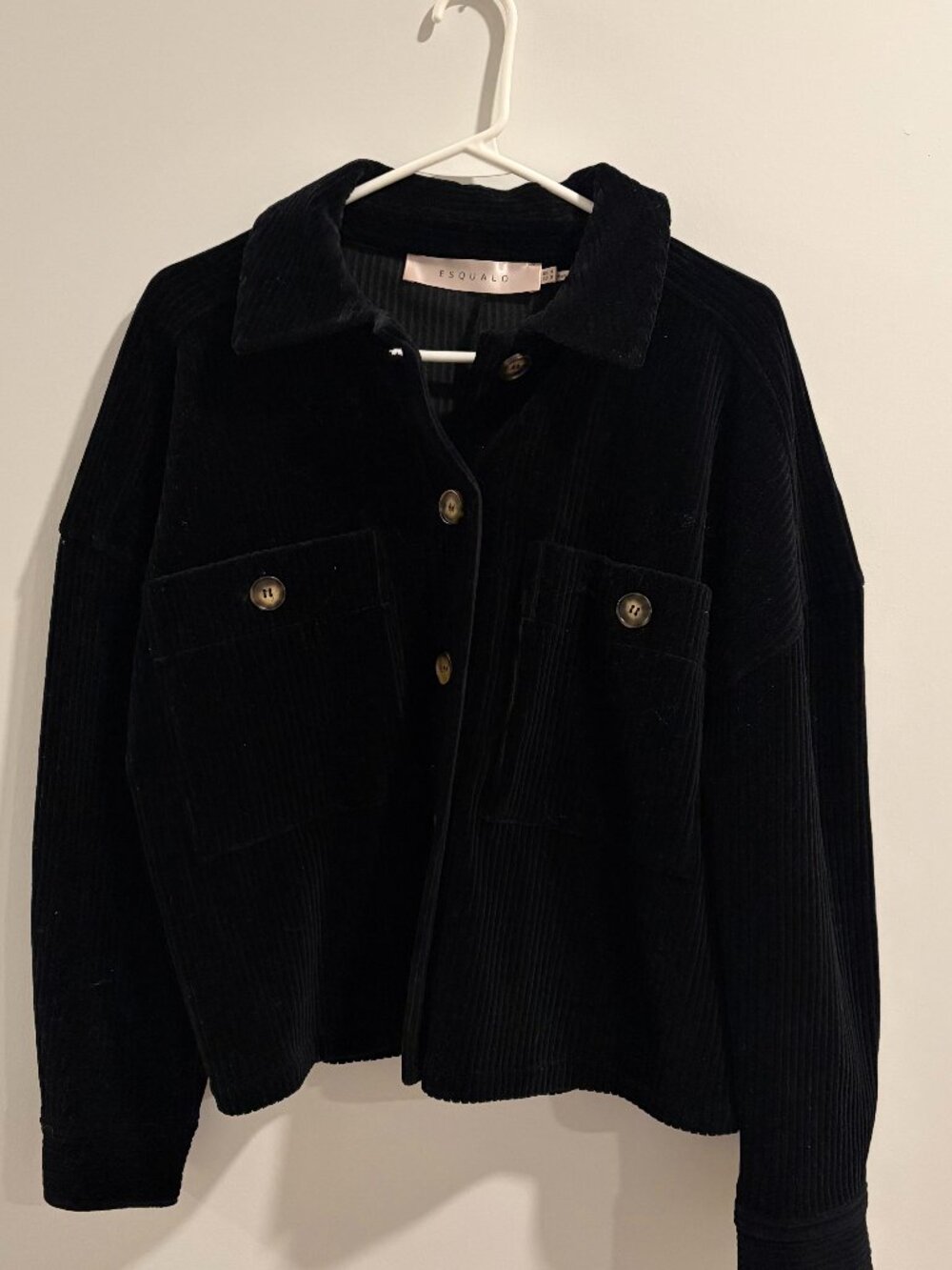 Esqualo Velvet Ribbed Button-up Jacket